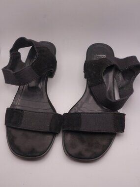 Bravo Browns Black Suede Elastic Block Heel Sandals Made in Italy Size 35